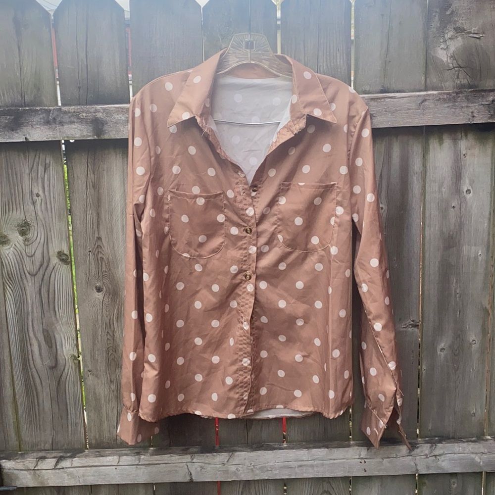 Tan button Down Shirt sz. L